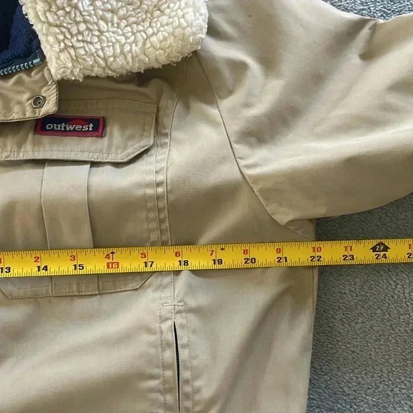 Vintage Outwest Women’s Bomber Jacket S Neutral Tan With Shearling Collar Coat - Picture 11 of 15